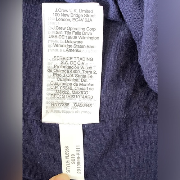 J. Crew Linen Cotton Tie Front Jumpsuit Navy Blue Wide-leg women’s Size 14 - Picture 9 of 13